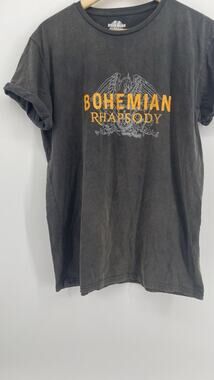 Bohemian Rhapsody Queen Graphic Band T Shirt Washed Black Short Sleeve Adult